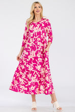 Load image into Gallery viewer, Celeste Floral Round Neck Ruffle Hem Dress

