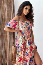 Load image into Gallery viewer, Smocked Printed Short Sleeve Maxi Dress
