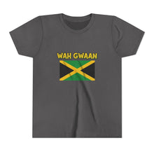 Load image into Gallery viewer, Youth Tee - "Wah Gwaan" Jamaican Flag Kids Shirt
