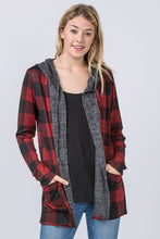 Load image into Gallery viewer, Buffalo Plaid Hooded Cardigan
