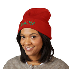Load image into Gallery viewer, Jamaica Embroidered Cuffed Beanie — Cozy Travel &amp; Reggae Knit Hat
