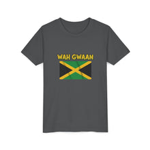 Load image into Gallery viewer, Youth Tee - "Wah Gwaan" Jamaican Flag Kids Shirt
