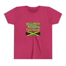 Load image into Gallery viewer, Youth Tee - "Wi Likkle But Wi Tallawah" Jamaican Flag Kids Shirt
