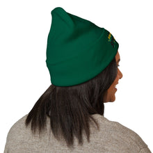 Load image into Gallery viewer, Jamaica Strong Embroidered Cuffed Beanie — Reggae Flag Knit Hat
