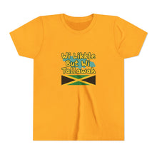 Load image into Gallery viewer, Youth Tee - "Wi Likkle But Wi Tallawah" Jamaican Flag Kids Shirt
