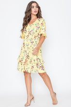 Load image into Gallery viewer, Cassia Floral V Neck Ruffle Dress
