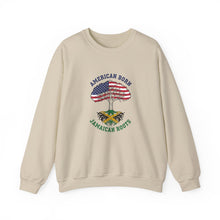 Load image into Gallery viewer, Crewneck Sweatshirt - "American Born Jamaican Roots" Flag Tree Design
