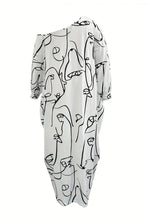 Load image into Gallery viewer, Printed Single Shoulder Lantern Sleeve Maxi Dress
