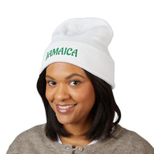 Load image into Gallery viewer, Jamaica Embroidered Cuffed Beanie — Cozy Travel &amp; Reggae Knit Hat
