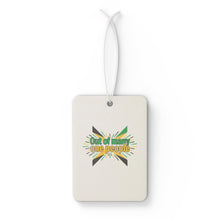 Load image into Gallery viewer, Car Air Freshener — 'Out of Many, One People' Jamaican Flag Scented Air Freshener
