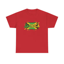 Load image into Gallery viewer, Jamaica Retro Pop Art Tee - Bold Green &amp; Gold Island Graphic Shirt
