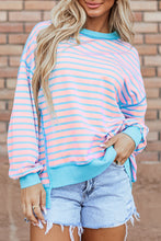 Load image into Gallery viewer, High-Low Striped Long Sleeve Sweatshirt
