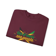 Load image into Gallery viewer, Out of Many One People Sweatshirt – Jamaican Flag Unity Crewneck
