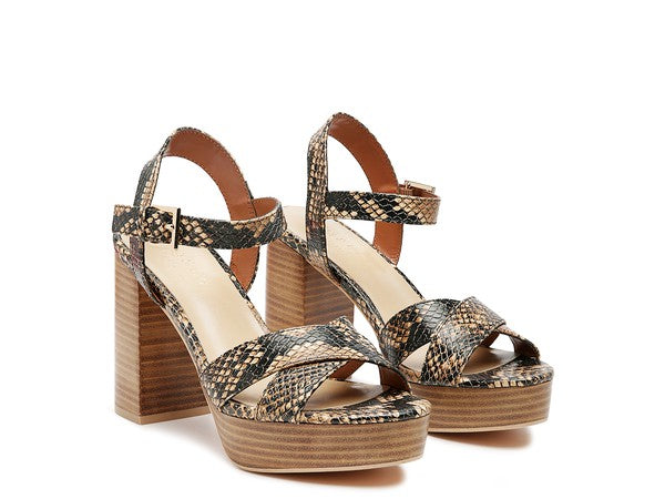 CHYPRE HIGH HEELED BLOCK SANDAL IN TAN