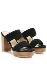 Load image into Gallery viewer, MILLE FEUX SUEDE SLIP-ON BLOCK HEELED SANDAL
