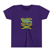 Load image into Gallery viewer, Youth Tee - "Wi Likkle But Wi Tallawah" Jamaican Flag Kids Shirt
