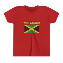 Load image into Gallery viewer, Youth Tee - "Wah Gwaan" Jamaican Flag Kids Shirt

