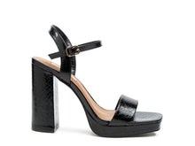 Load image into Gallery viewer, Merengue Metallic High Block Heel Sandal
