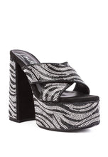 Load image into Gallery viewer, SIMONE HIGH PLATFORM PATTERNED DIAMANTE SLIDES
