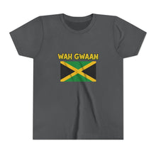 Load image into Gallery viewer, Youth Tee - "Wah Gwaan" Jamaican Flag Kids Shirt
