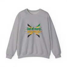 Load image into Gallery viewer, Out of Many One People Sweatshirt – Jamaican Flag Unity Crewneck
