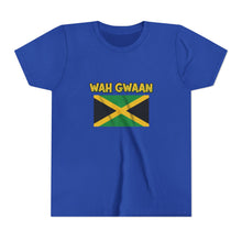 Load image into Gallery viewer, Youth Tee - "Wah Gwaan" Jamaican Flag Kids Shirt

