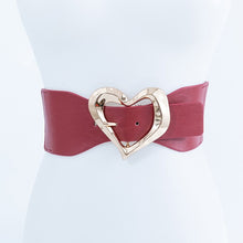 Load image into Gallery viewer, GOLD HEART SHAPED BUCKLE FASHION BELT
