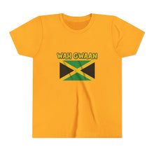 Load image into Gallery viewer, Youth Tee - "Wah Gwaan" Jamaican Flag Kids Shirt
