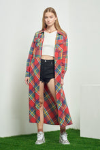 Load image into Gallery viewer, PLAID BELTED LONG SHIRT DRESS
