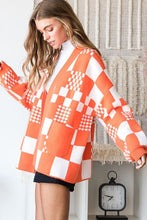 Load image into Gallery viewer, BLOCK CHECK OPEN KNIT CARDIGAN
