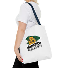Load image into Gallery viewer, Jamaica Land We Love Tote Bag — Floral Island Map Beach Market Tote
