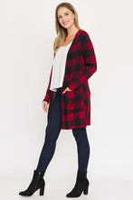 Load image into Gallery viewer, Long Buffalo Plaid Open Cardigan
