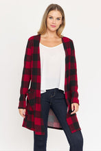 Load image into Gallery viewer, Long Buffalo Plaid Open Cardigan
