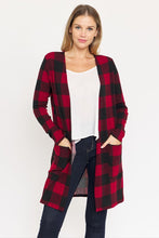 Load image into Gallery viewer, Long Buffalo Plaid Open Cardigan
