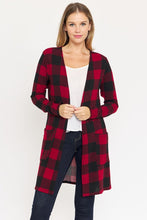 Load image into Gallery viewer, Long Buffalo Plaid Open Cardigan
