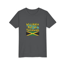 Load image into Gallery viewer, Youth Tee - "Wi Likkle But Wi Tallawah" Jamaican Flag Kids Shirt
