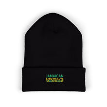 Load image into Gallery viewer, Jamaican Embroidered Cuffed Beanie — Reggae-Inspired Knit Hat

