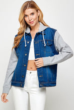 Load image into Gallery viewer, Women&#39;s Denim  Jacket with Fleece Hoodies
