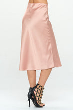 Load image into Gallery viewer, Made in USA Solid Stretch Satin Midi Skirt
