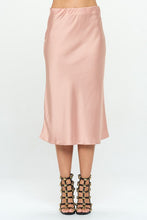 Load image into Gallery viewer, Made in USA Solid Stretch Satin Midi Skirt
