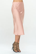 Load image into Gallery viewer, Made in USA Solid Stretch Satin Midi Skirt
