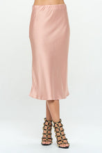 Load image into Gallery viewer, Made in USA Solid Stretch Satin Midi Skirt
