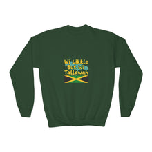 Load image into Gallery viewer, Youth Crewneck Sweatshirt - "Wi Likkle But Wi Tallawah" Jamaican Flag Kids Sweatshirt
