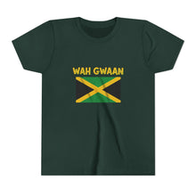 Load image into Gallery viewer, Youth Tee - "Wah Gwaan" Jamaican Flag Kids Shirt
