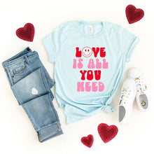 Load image into Gallery viewer, Love Is All You Need Smiley Short Sleeve Tee

