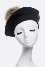 Load image into Gallery viewer, Genuine Fur Pom Cashmere Beret
