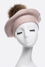 Load image into Gallery viewer, Genuine Fur Pom Cashmere Beret
