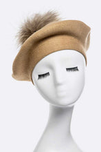 Load image into Gallery viewer, Genuine Fur Pom Cashmere Beret
