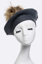 Load image into Gallery viewer, Genuine Fur Pom Cashmere Beret
