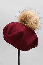 Load image into Gallery viewer, Genuine Fur Pom Cashmere Beret
